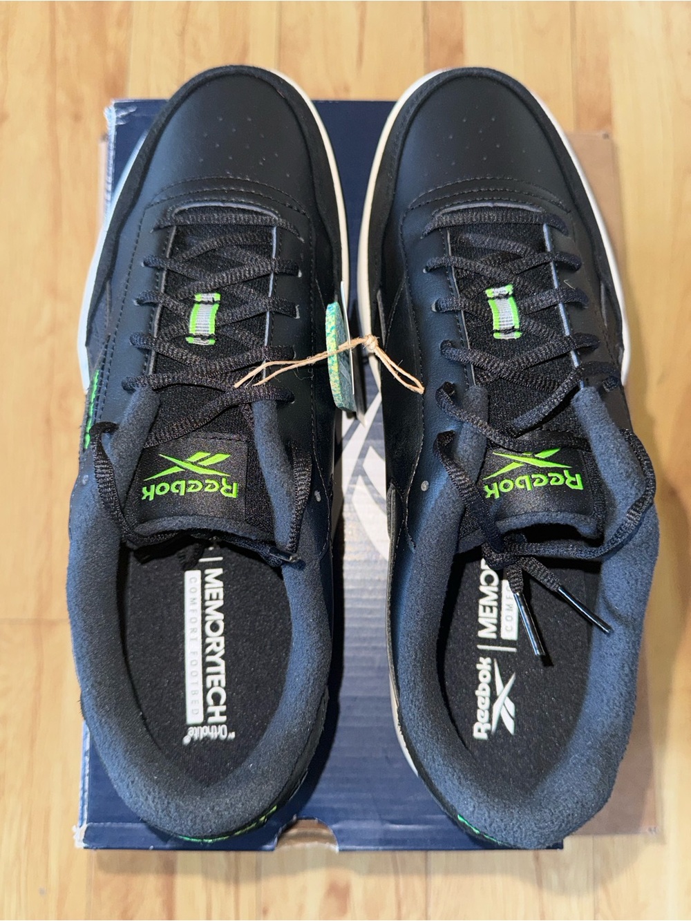 Reebok Men's Memory Tech Court Advance Sneakers with Neon Green Logo- Tennis - Picture 6 of 15